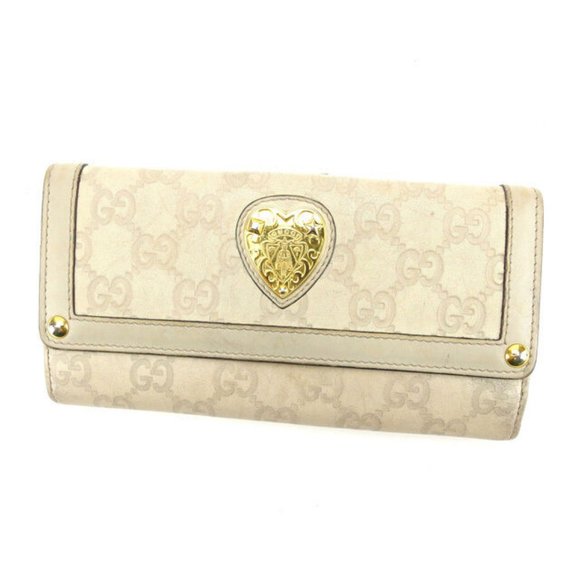 Gucci Wallet Purse Long Wallet Guccissima Beige Gold Woman Authentic Used Y3605 - Picture 1 of 6